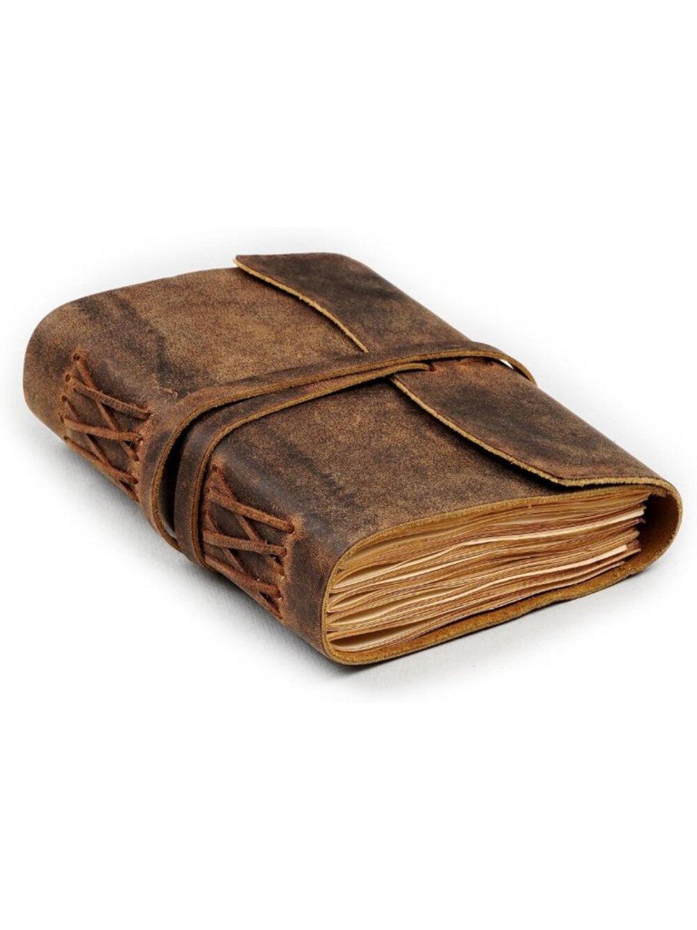 Rustic Brown Leather Journal - 7"x5" Handmade Notebook, Vintage Style Diary